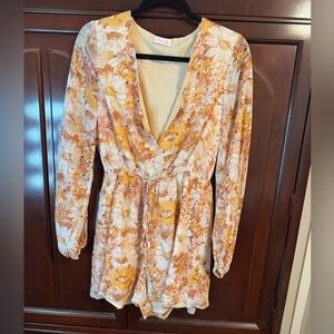 Lush Floral Button-Down romper